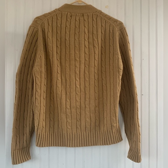VINTAGE Sear’s Kings Road Men’s Tan Cable Knit Cardigan Size Medium - Picture 2 of 5